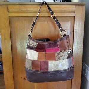 Authentic Coach Holiday Patchwork Hand Bag GUC